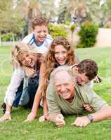 Family piling up on dad