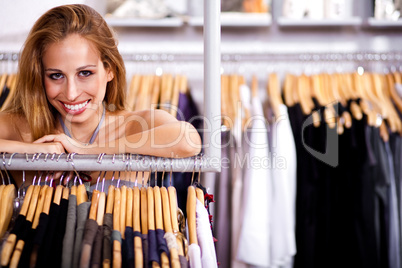 Smiling fashion female model posing