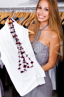 Happy woman at a retail shop