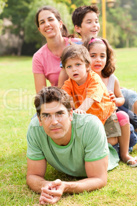 Affectionate family enjoying outdoors