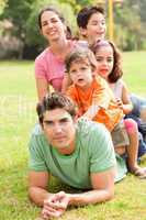 Affectionate family enjoying outdoors