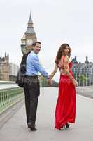 Romantic Couple, Westminster Bridge by Big Ben, London, England