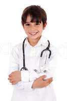 Young kid dressed as doctor