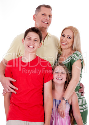 Isolated portrait of happy family