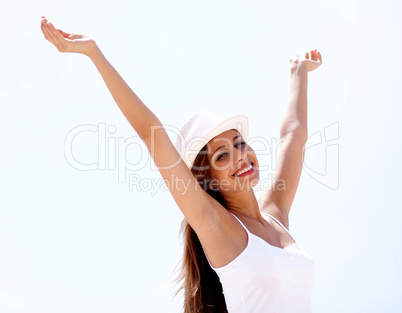 Carefree young woman on the beach