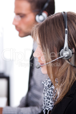 customer executives with headphone