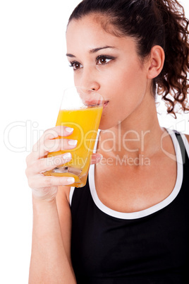 fitness girl drink a fresh juice