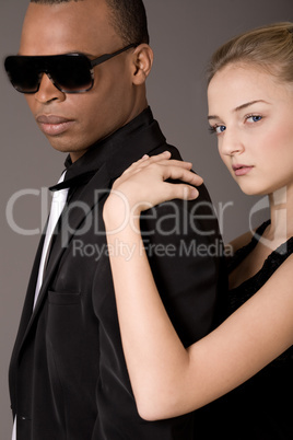 Portrait of young beautiful couple, black man and white woman