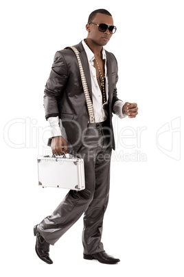 Gangster walking with his briefcase