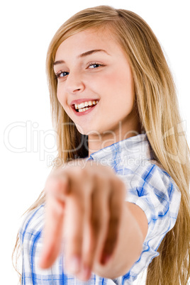 Women smiling and pointing at the camera