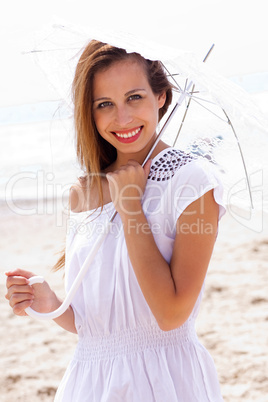 Caucasian women with umbrella