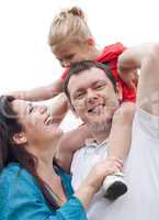 Portrait of cheerful couple with their daughter having fun