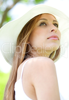 Portrait of beautiful female model  looking away