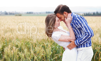 Couple getting close in romance