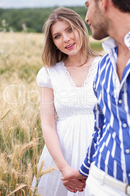 woman looking her boyfriend, woman on focus