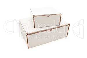 Stack of Blank White Cardboard Boxes Isolated