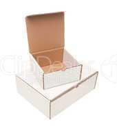 Stack of Blank White Cardboard Boxes, Top Opened, Isolated