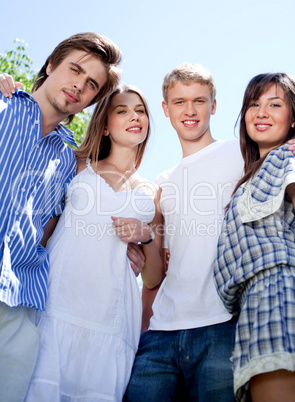 Portrait of young lovely couples smiling