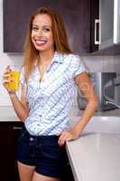Woman Drinking Orange Juice