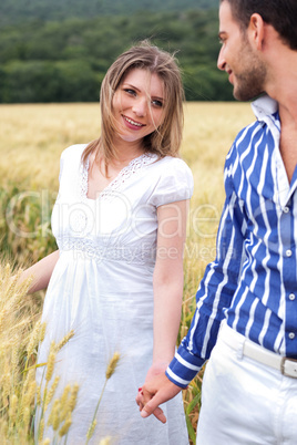 Loving couple, woman on focus