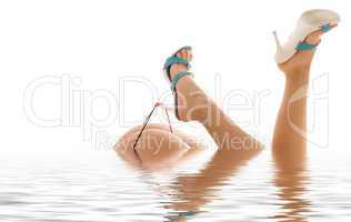 high heels in water