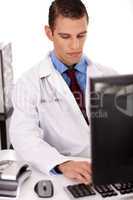young physician working on his office