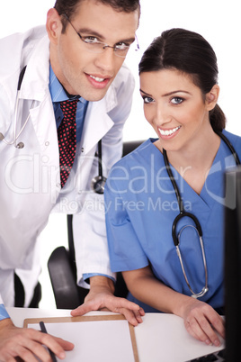 Young doctors looking at camera