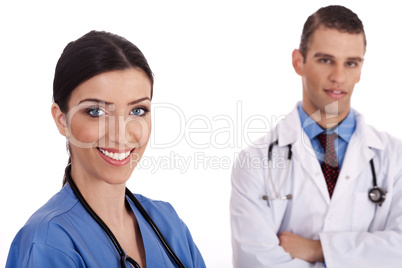 Close up portrait of smiling doctors