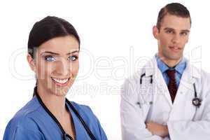 Close up portrait of smiling doctors