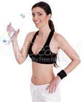 fitness women smiling with water bottle