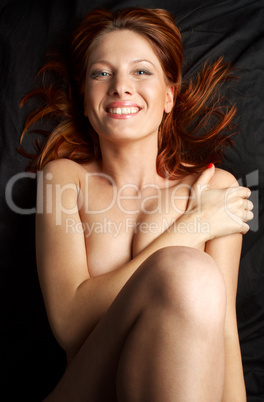 redhead on black