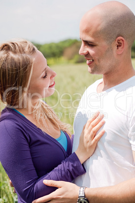 Beautiful couple in love looking at each other