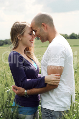 Couple getting close in romance