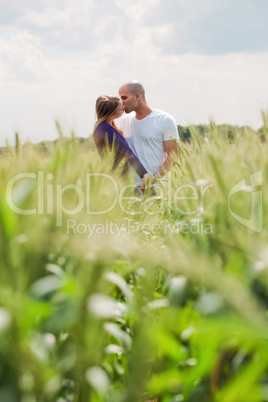 Long shot of the couple giving mouth kiss