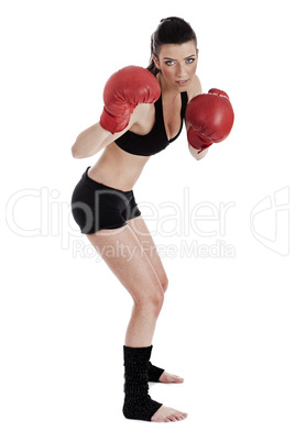 Strong confident woman doing boxing