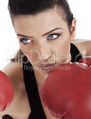 Aggressive boxing woman