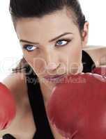 Aggressive boxing woman
