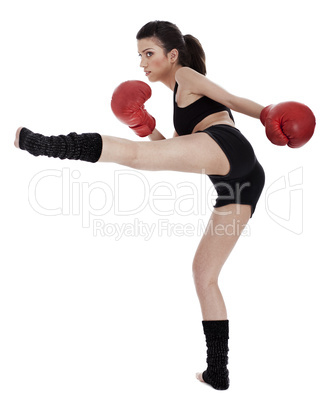 Young beautiful fighter girl