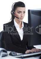Beautiful business woman with headset