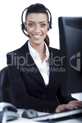 Receptionist at work with headset