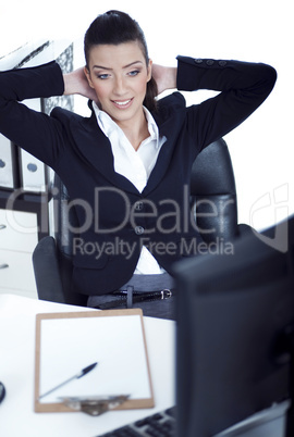 Relaxing business woman at her bay