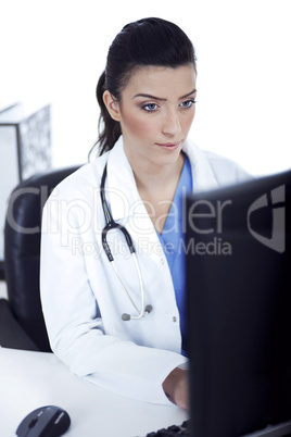 Young doctor working in the computer