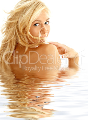 happy blond in water