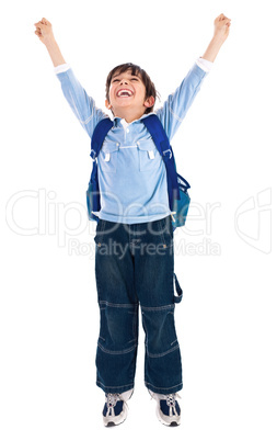 school boy very happy