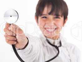 Little doctor showing his Stethoscope