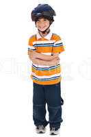 Full length image of a lovely kid ready for cycle ride