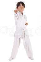 Small karate boy in training