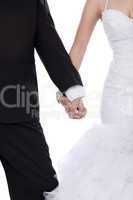 Bride and groom hands holded together