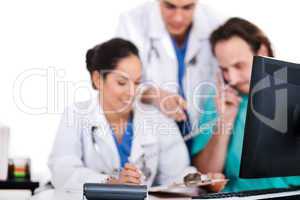 Doctor team making discussion over phone
