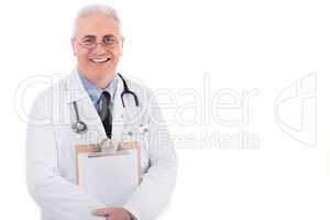 Senior doctor holding clipboard